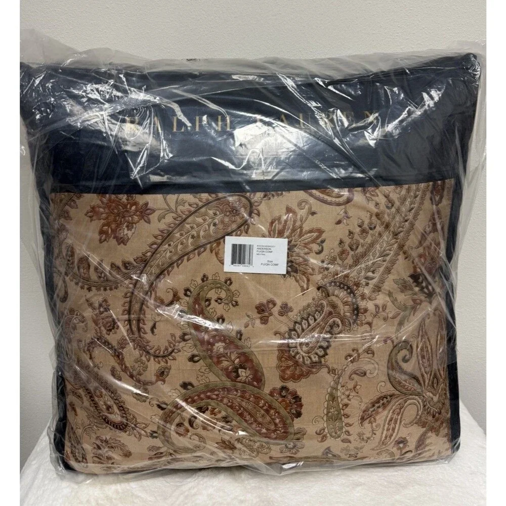 Ralph Lauren ANDERSON Neutral Paisley Full/Queen Comforter Only New
